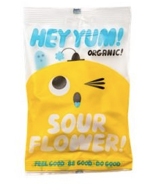 Hey Yum weiche Bio-Süßigkeiten SOUR FLOWER 100g / BB 13.03.2023